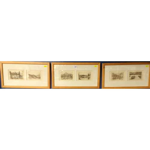 670 - Six drypoint etchings by Cedric Hobson, including Looe and Polperro