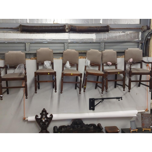403 - 6 x 1930's oak Art Deco dining chairs.