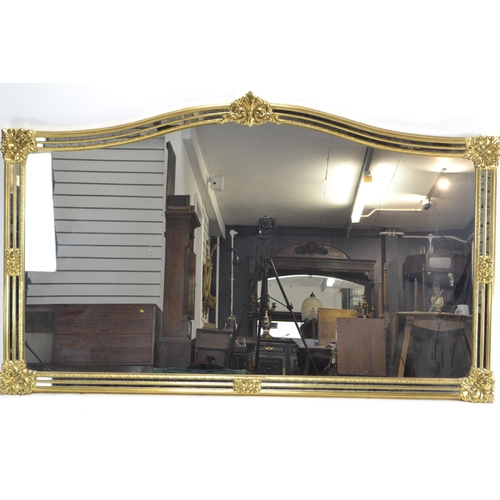 419 - Impressive gilt framed overmantle mirror. W185cm H114cm