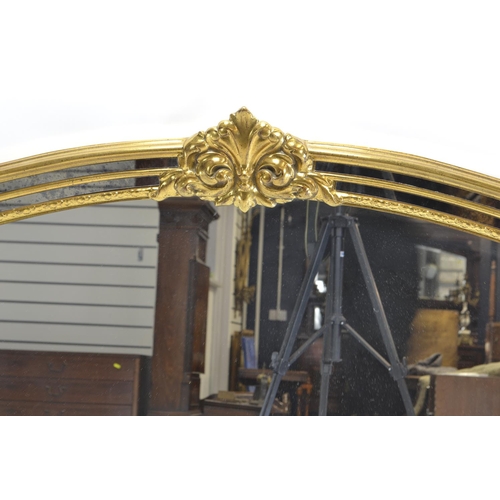 419 - Impressive gilt framed overmantle mirror. W185cm H114cm