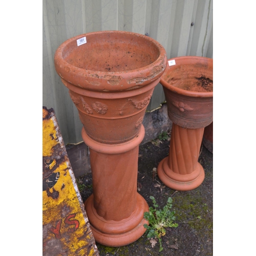 181 - Terracotta planter on pedestal stand. H84cm