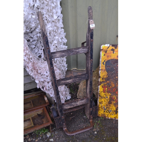 183 - Vintage wooden sack trolley