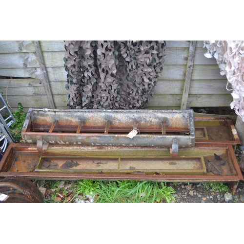 185 - 5 metal animal troughs. Largest W127cm