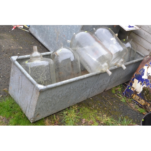 190 - Large galvanised trough/planter. L183cm D47cm H43cm