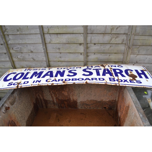191 - Large enamelled Coleman's sign. 'Insist Upon Having Coleman's Starch'. L158cm H41cm