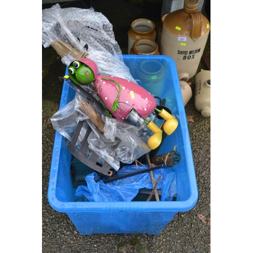 208 - Various metal garden ornaments etc