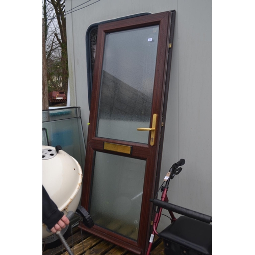 222 - uPVC wood effect external door. W760mm. No frame.