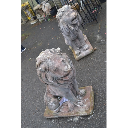 230 - Pair of concrete Lions. H96cm
