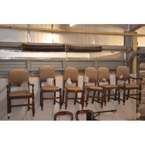 403 - 6 x 1930's oak Art Deco dining chairs.