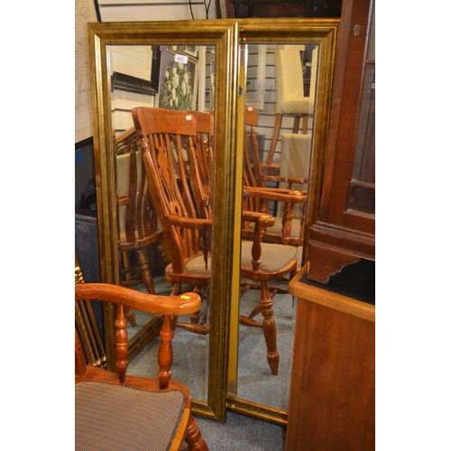 415 - 2 long gilt framed mirrors. W50cm H141cm.