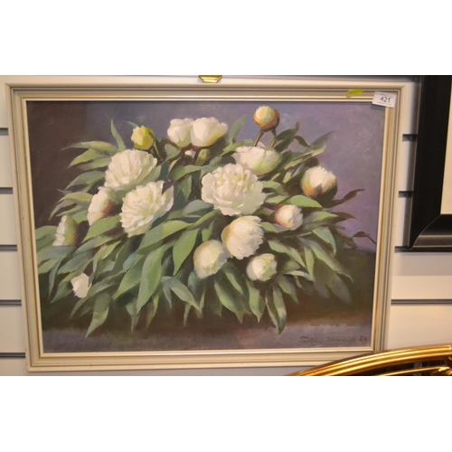 421 - Still life painting on board signed by Stanley Simmons ?&nbsp;
