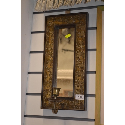 436 - Thick framed mirror with candle sconce W20.5cm H45cm&nbsp;