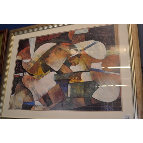 656 - Well framed & mounted abstract print