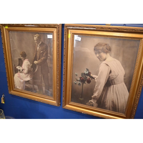 657 - Two, overpainted photographic prints 51cm x 62.5cm