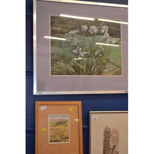 659 - &nbsp;Carol Banks- Batik on silk, White Iris. 74cm x 64cm & one other Carol Banks on silk