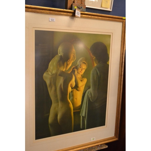 663 - Reza Samimi (1919-1991 Iranian) Signed ltd. ed. print of a nude. 87/500. 84cm x 100cm.