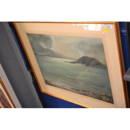 665 - Original Pastel By R.G. Moore of a coastal scene.&nbsp;