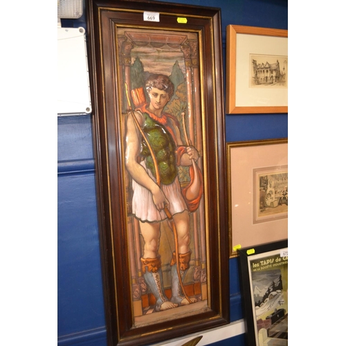 669 - Repousse Copper laminate of a roman warrior 35 x 85cm
