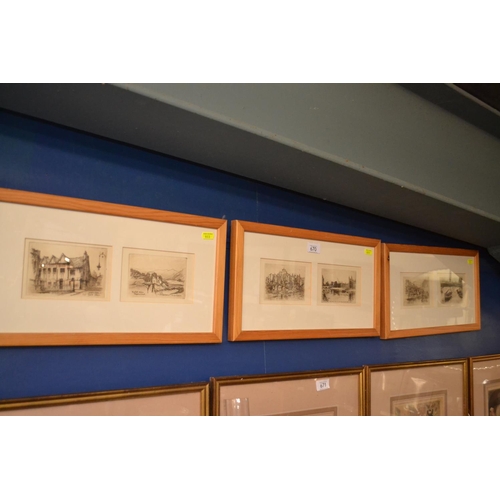 670 - Six drypoint etchings by Cedric Hobson, including Looe and Polperro