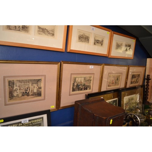 671 - Set of four comical framed book plates of Doctor Syntex.