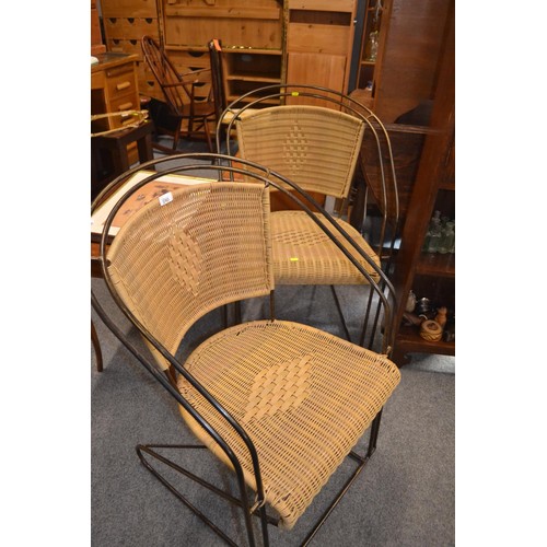 630 - Two metal framed woven seated and back chairsOnline Viewing only