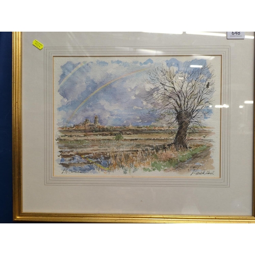 648 - Framed watercolour of Ely Cathedral signed Derek Abel, lower right