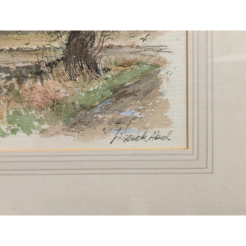 648 - Framed watercolour of Ely Cathedral signed Derek Abel, lower right
