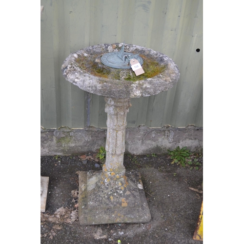 105 - Concrete garden sundial. H78cm