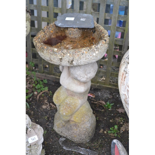 108 - Concrete cherub bird bath. H59cm