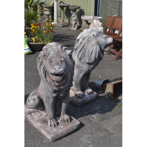 110 - Pair of concrete Lions. H96cm