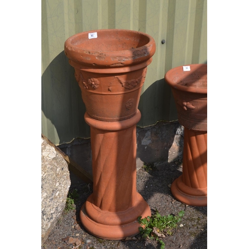 95 - Terracotta planter on pedestal stand. H84cm