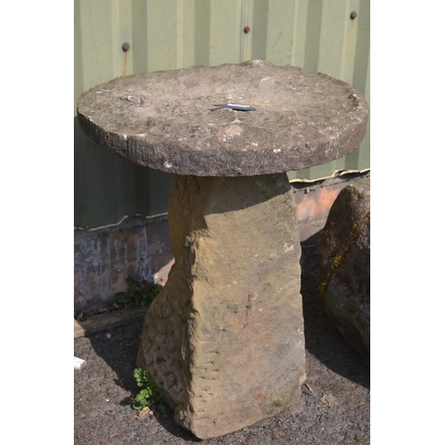 97 - Natural stone garden staddle stone. H71cm