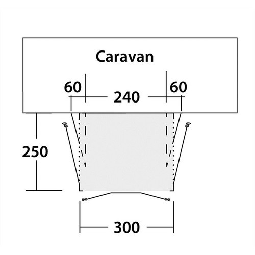 126 - Outwell Pebble 300A inflatable caravan awning. 2.5m x 3m,with addition of ground sheet & carpet ... 