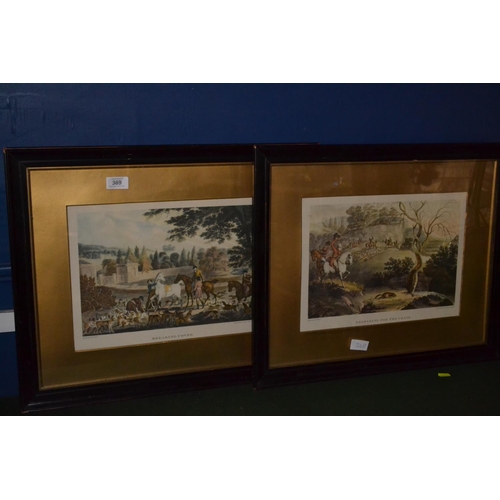 296 - 2 framed tinted engravings, Breaking cover and Preparing for the Chase