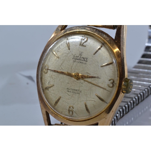 508 - Allaine gents automatic watch, 30 jewels, case width 35cm, on expanding bracelet