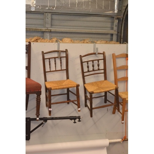 688 - Two low rush seated chairs one regency style. seat Hight of 36cm