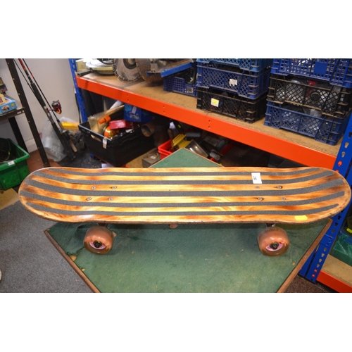 187 - Custom Burnished double kick skateboard, L30.5