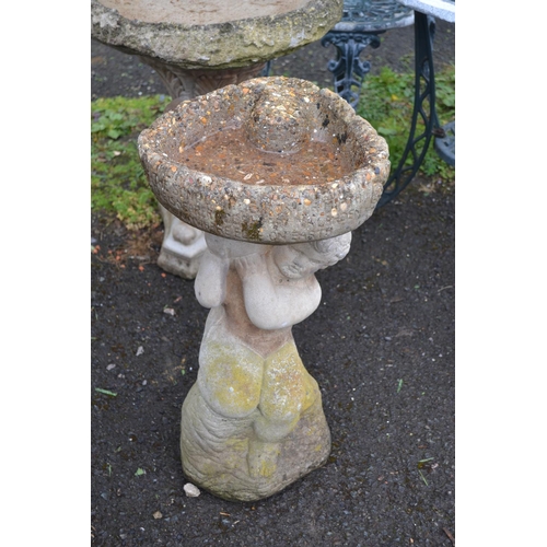 211 - Concrete cherub bird bath. H59cm (following outdoor lots are result of re-entry by the original buye... 