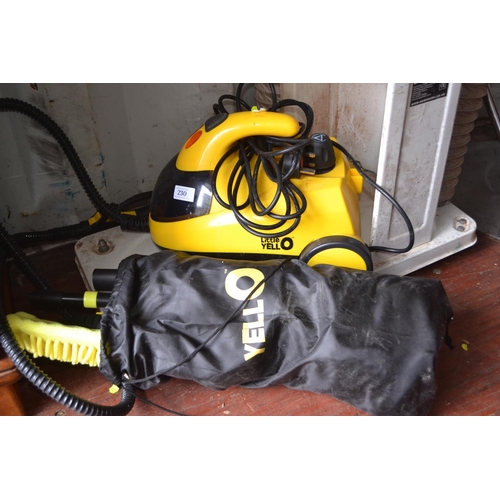 230 - Little Yellow steam cleaner with bag of accessories