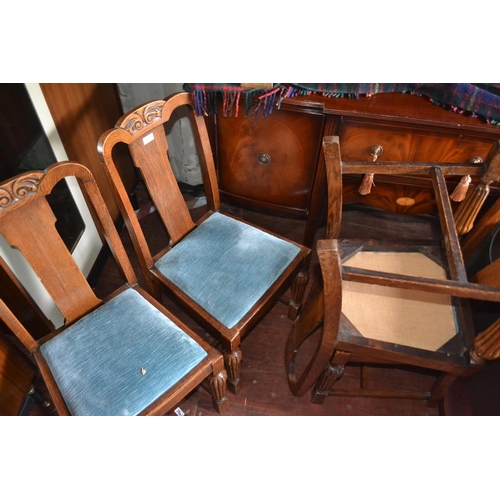 236 - Four early C20th oak dining chairs