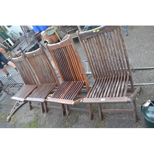 74 - 4 teak, folding , garden chairs.