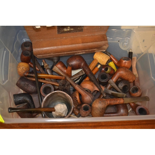 281 - Selection of wooden pipes Inc. meerschaum pipe.