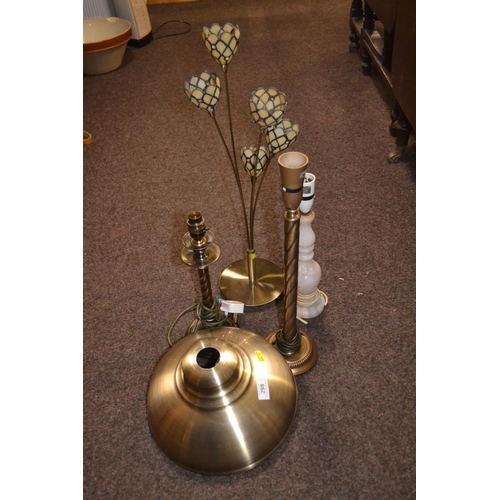 298 - Brushed Nickel lamp bases, light fitting and onyx lamp base + Led flower light (no cable).