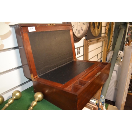 308 - Mahogany Writing slope. W40cm D25cm H16cm. 