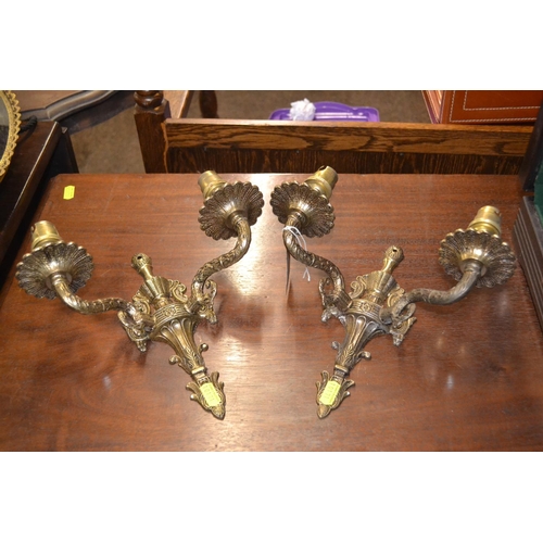 351 - Pair of brass wall lights