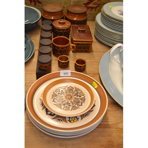 402 - Langley plates plus a collection of Hornsea ware inc. spice jars and storage containers