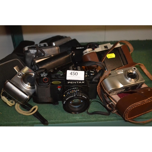 450 - 10 x Digital compact and SLR cameras Inc cannon power shot, Pentax, Minolta hematic g2. 