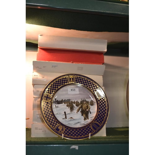 453 - 7 x Spode cabinet plates with boxes from the Operation Overlord series.