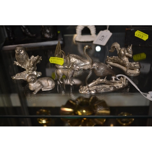 474 - Small pewter animal figures, tallest 5cm