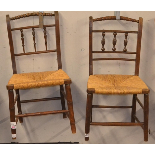 688 - Two low rush seated chairs one regency style. seat Hight of 36cm